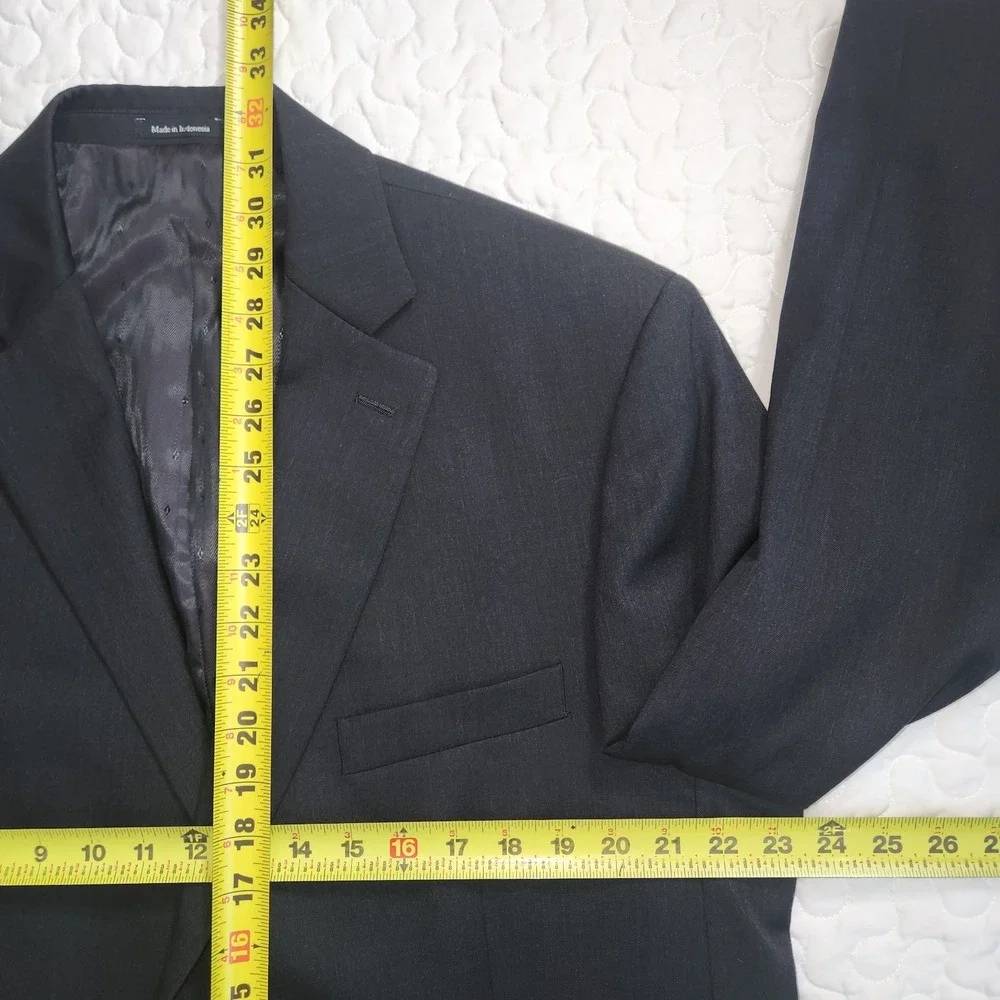 NEW 44 Black 100 % Fine Smooth Wool Mens Blazer Modern Business Suit Jacket Exc.